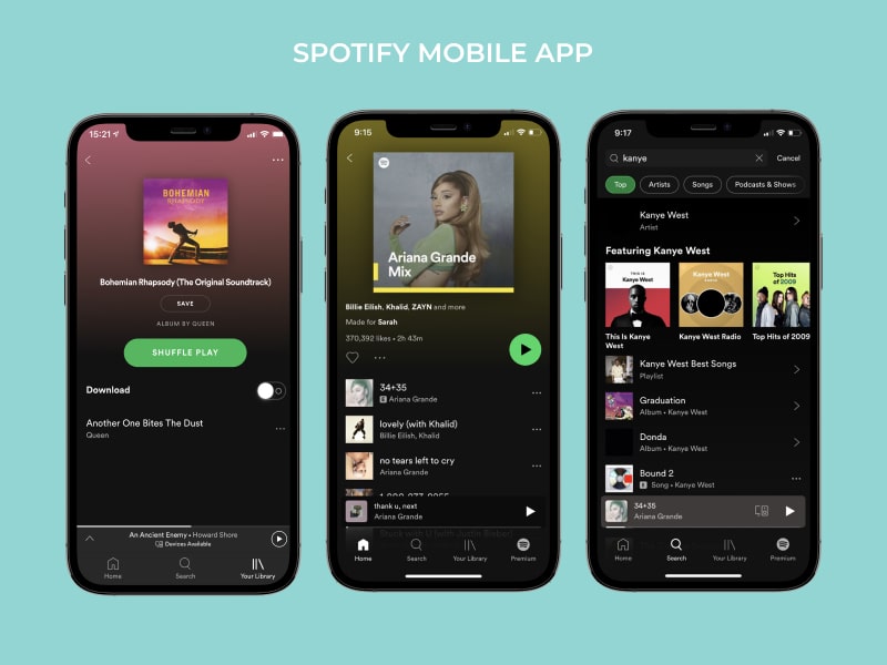 Spotify app design interface
