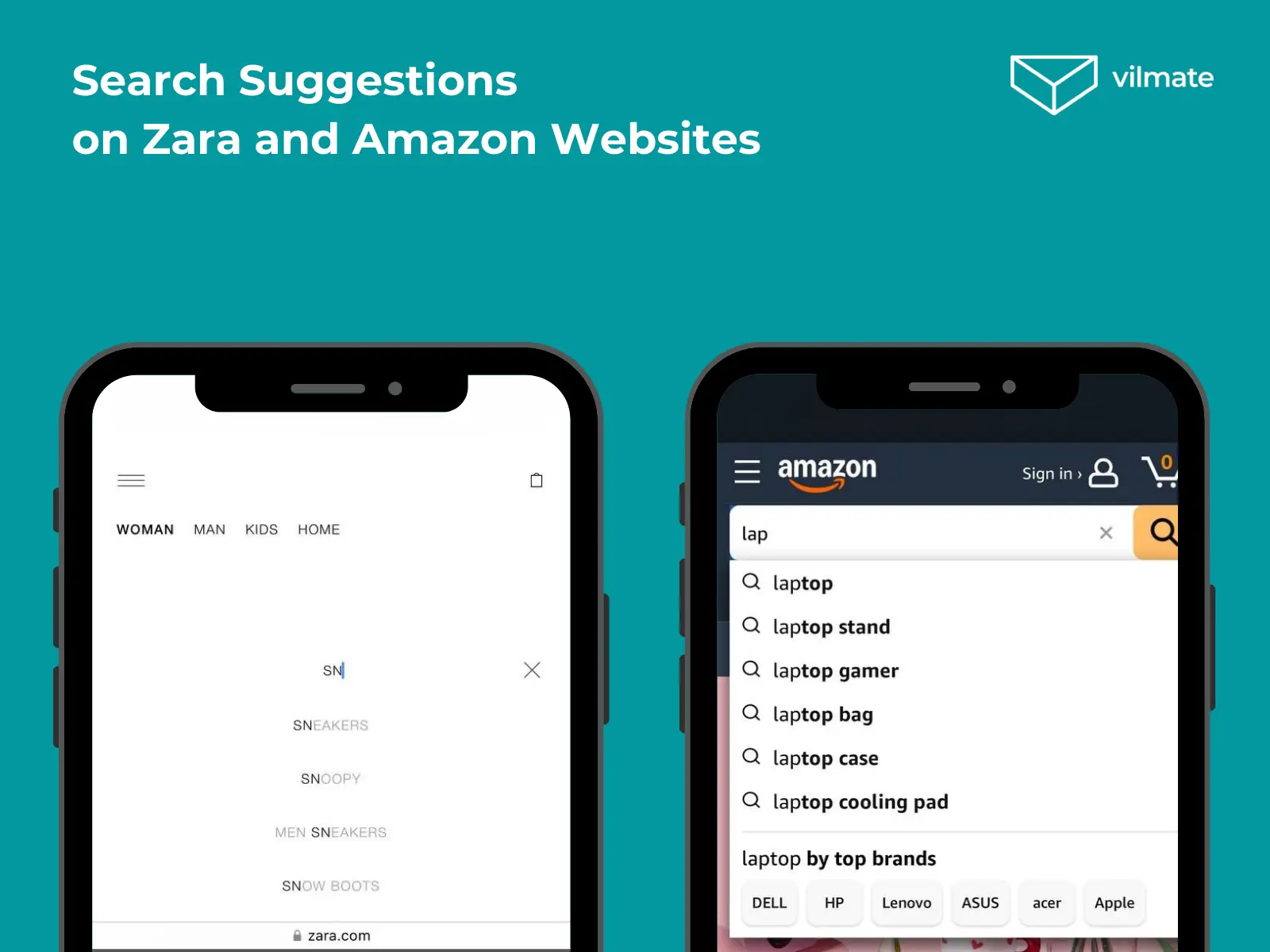 Search Suggestions on Zara and Amazon Websites