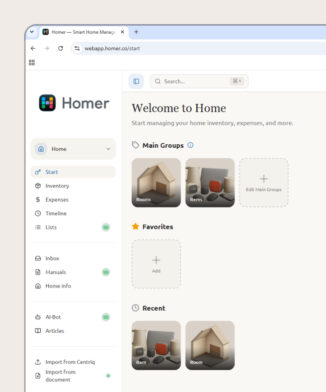 Automated home data management