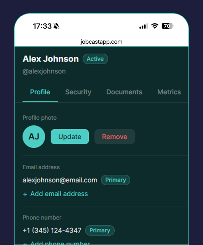 Profile settings