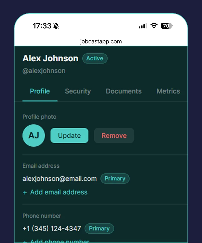 Profile settings